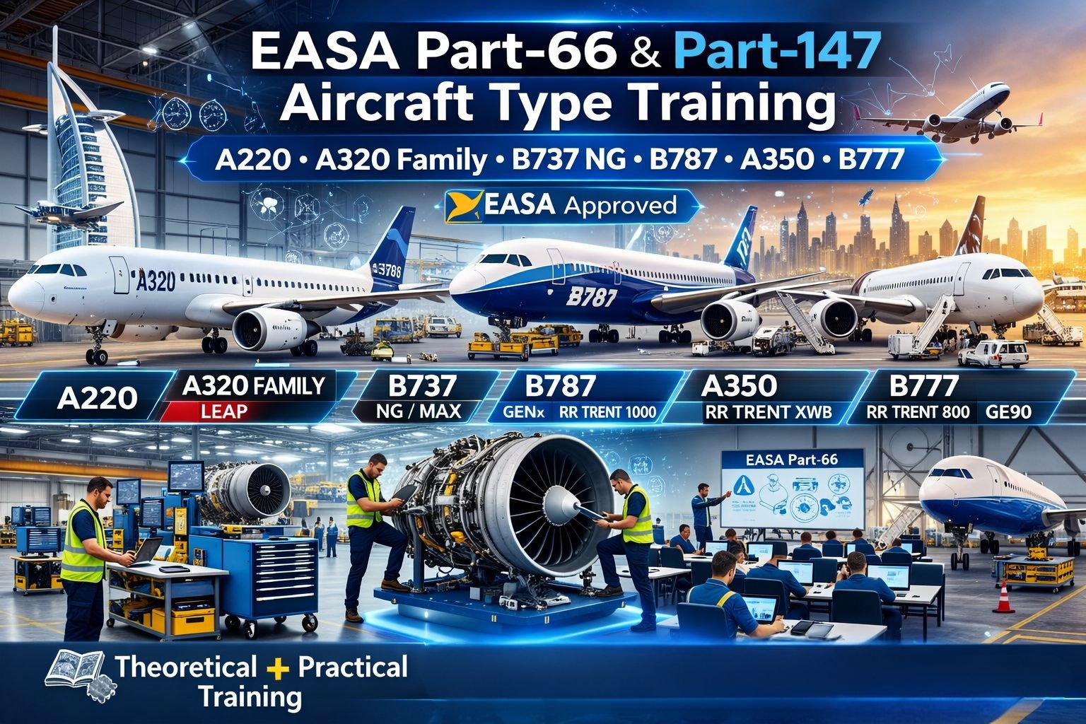 EASA Part-147 Aircraft Type Training: A320, B787, A350 & B777 Demand in 2026